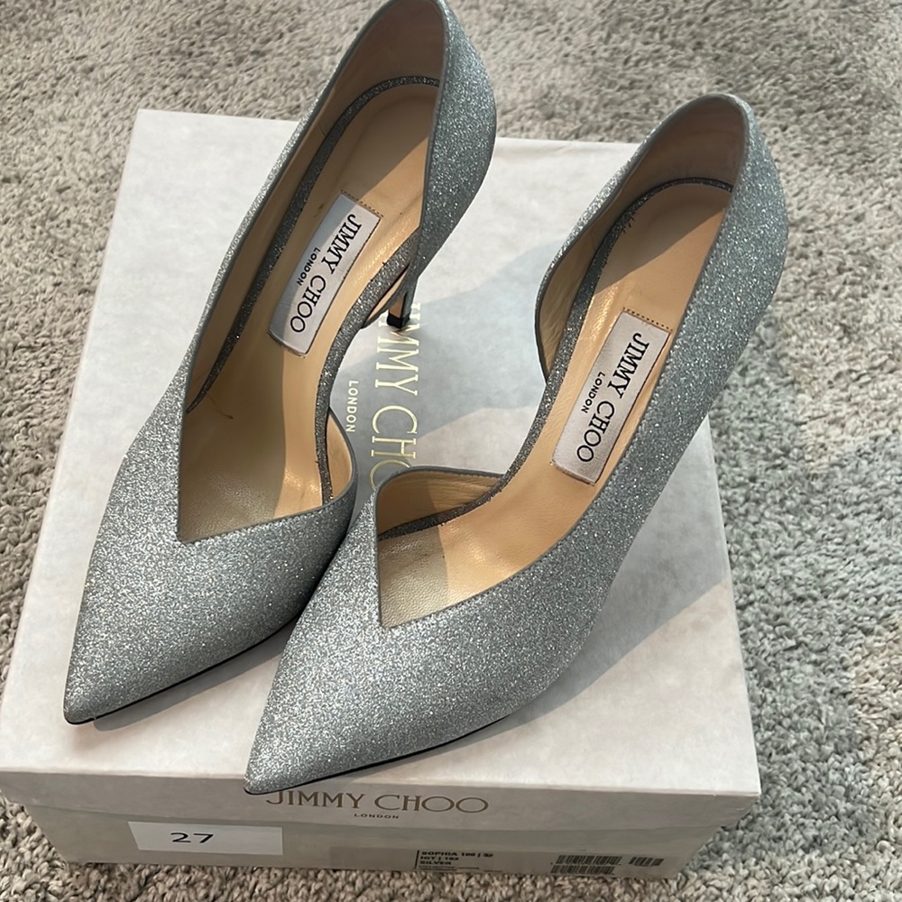 Jimmy Choo glitter heel w box and dust bags